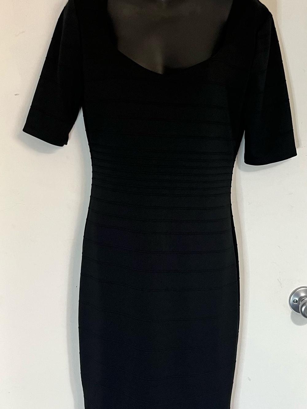 Bisou Bisou Black Scoop Neck Midi Dress